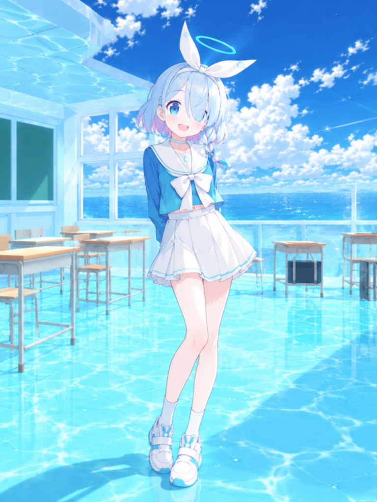 少女「ええっと...そうだっ!まず自己紹介から!!私はアロナ!このシッテムの箱のシステム管理者であり、メインOS、そして、これから先生をアシストする秘書です!!やっと、やっと会うことができました!私はここで先生方をずっと、ずーっと待っていました!」アムロ「ちょっと待て、君はどう見ても人間だ、それがこのシッテムの箱のメインOSというのはどういうことだ?」アロナ「ああ、この体は、先生方と交流しやすい様にした体です。アンドロイドみたいな体じゃあ、少し不便ですから!」先生「成る程....それじゃアロナ、これからよろしく!」アロナ「はい!よろしくお願いします!」そこからは生体認証（指を指にくっつけるだけ）を行い、事情説明（連邦生徒会長がいなくなり、キヴォトスのタワーを制御する手段がなくなったこと。）を行い、そのサンクトゥムタワー関連の問題を解決する為、まず、その制御権を回復し、その権限を連邦生徒会に譲渡する、という概ね予定通りにすることができた。その際に、「OSが拗ねる」という超常現象を目にすることができた。───俺達の意識が元の体に戻ってくる。それと同時に、離れていたリンが地下室にもう一度入って来る。リン「サンクトゥムタワーの制御権の確保が確認できました。これで、連邦生徒会長がいた頃と同じ様に行政管理を進められます。そして、キヴォトスの混乱を防いでくれたことに、連邦生徒会を代表して深く感謝いたします。本当に有難う御座います。」アムロ「堅苦しいのはよしてくれ、元々、こういう手筈だっただろう。」先生「それに、生徒が困っていたら助けるのが、先生の役目だからね。」リン「そう言ってもらえて嬉しいです。それでは、箱は渡しましたし、私の役目は終わったようですね。」そう言って、地下室から去ろうとするリンだったが、リン「.....あ、もう一つだけありました。ついてきてください。連邦捜査部『シャーレ』をご紹介します。」その後は、ここの設備等の説明を受け、シャーレの仕事についても説明を受けた。要約すると、シャーレは権限はあるが目的や目標が無いので、好きなことをやるといい。この部活には、俺達が希望する生徒をこちらの意思で加入させることが出来る。だが、連邦生徒会の対応しきれない苦情、要するに雑用を引き受けるようになる事が予想される。といった様な内容だった。全く、異世界に来てまでやることが雑用係とはな...そして最後に、地下のMSドックに案内された。何でも、連邦生徒会長が残したMSがあるとの事。正直、民間で運用されているMSが最初期のMSであるザクという時点で、あまり期待はしていなかった。良くてグフ辺りだろうとは思っていた。ドックの扉を開けると、そこには、信じられない光景が広がっていた。ドックの設備は何も問題は無かった。問題はそのMSだった。そのMSは、かつて俺が軍人になるきっかけになったと言ってもいい機体、─────RX-78-2ガンダムだった。