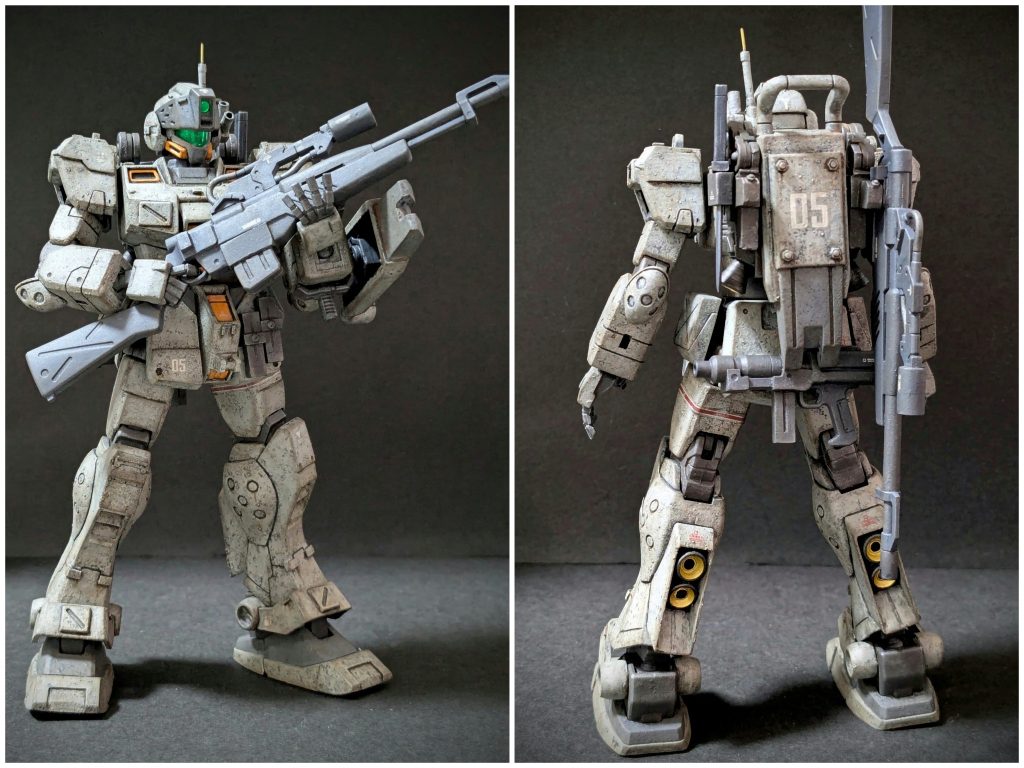 パラシュートパックはネオジウム磁石で着脱。シールド（狙撃時に邪魔）とライフルは懸架可能に。ゴチャゴチャした後ろ姿はお気に入りです。