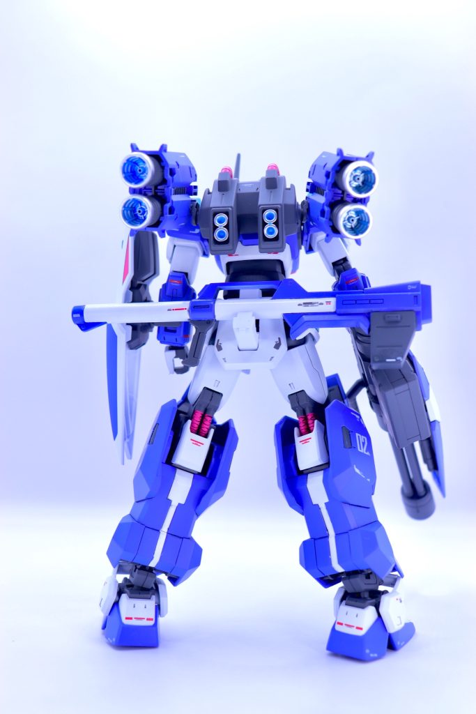 使用したキッドは、ガンダムMk-II、ガンダムルブリスウル、万博ガンダム、百式です。とにかく、空中適正を付与したかったので、バックパックは機動力に全振りしてます。下半身はルブリスウルで、スラスターが各所にあるので、重武装なのに機動力が増しましと言った感じです。どうです??バックめっちゃ良くないですか??