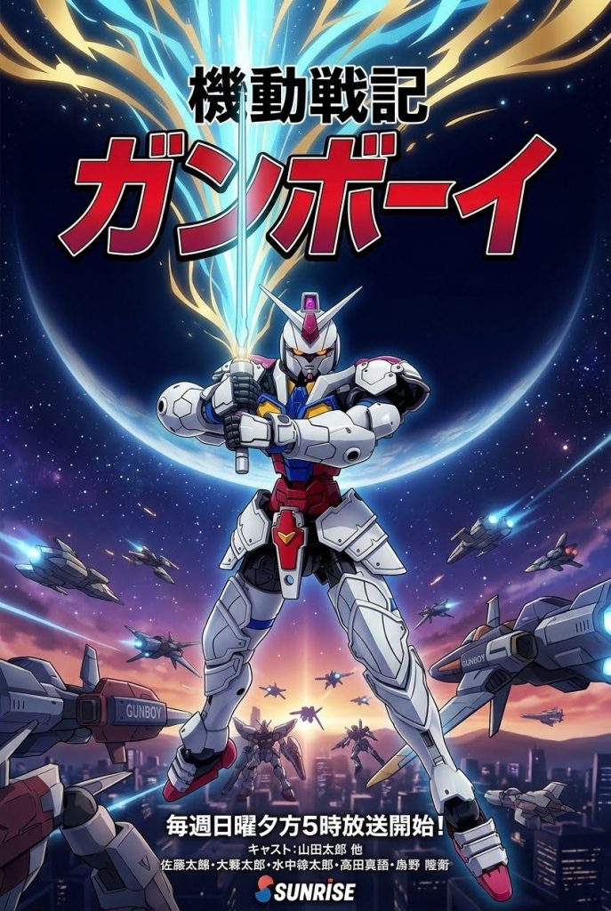 AIに作ってもらいました🤭昭和のバッタモン ガンダムっぽくて最高🤣