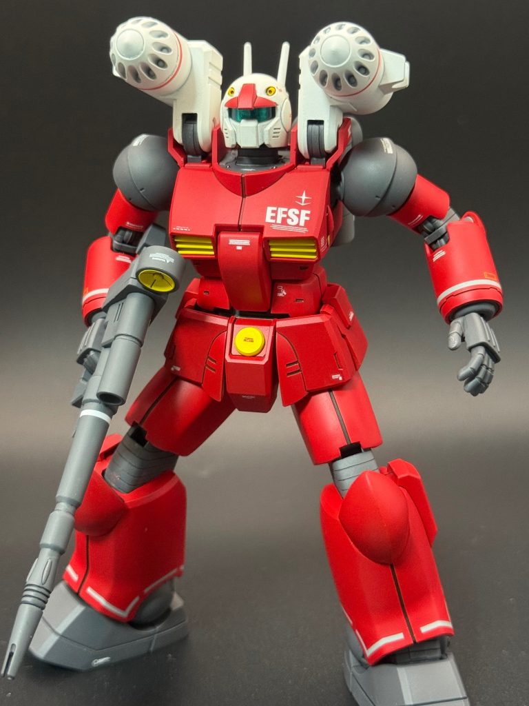 使用したキットはリアルタイプ版なのでスプレーミサイルランチャーにも換装可能にしてあります。この装備も好きなんですがキットには可動用のパーツは1組しか入っておらず、本来キャノンとの選択式です。代替できるようなパーツが手持ちに無く、なんとか自作しましたが一番しんどい作業だった思い出が。