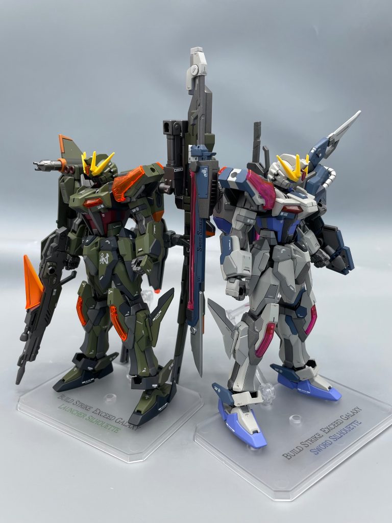 前回作成のソードシルエットと！この二機を並べたいと思い、作成に至りました！https://gumpla.jp/hg/1761713次はX200系フレーム機体とエクシードギャラクシーのミキシングを計画しています！https://gumpla.jp/eg/1927589