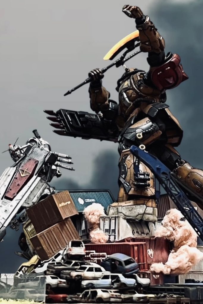 このジオラマの一番お気に入りのアングルです。襲いかかる一瞬を捉えてみました。「私がガンダムを止める！」イリア・ソラリ大尉の叫びが聞こえてきそうです。
