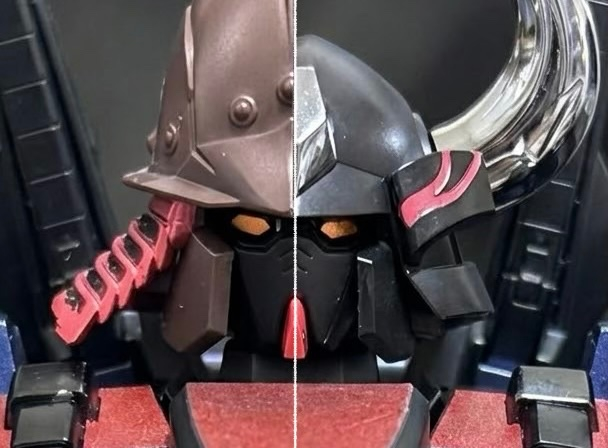 顔面ハーフ&ハーフの画像作ってみました✨兜で全然印象違いますねぇ(gundam-kao6)武者ガンダムマークIIとしては、右の角付き推しですけど、徳川モデルとしては、やはり左。うーん、それぞれの良さがありますねぇ(gundam-kao7)