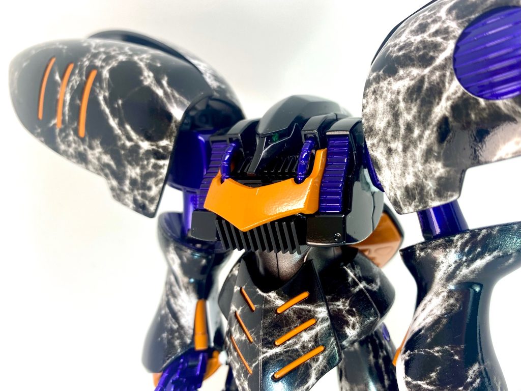 キュベレイといえば大理石塗装。クモの巣のように見えればハロウィン感が増すかなと思い初チャレンジしてみました。個人的にはとても良い仕上がりになったと思います。どうです？クモの巣のように見えますか？