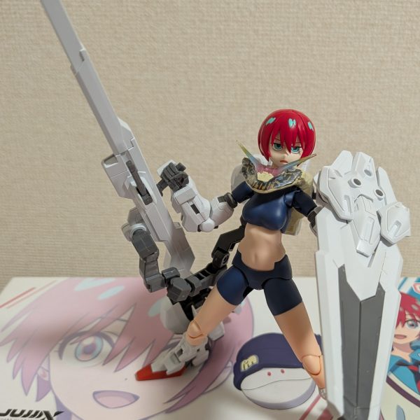 「MS少女スレッタ・バルバトスルプスレクス」に続く後輩です。「FSマチュ」の頭部と「メガミデバイスシリーズ」の「バスタードールナイト」の身体を交換しました。MS部分は「水星」のキャリバーンです。今月中に塗装して、完成版をお披露目しますね（＾0＾）（6枚目）