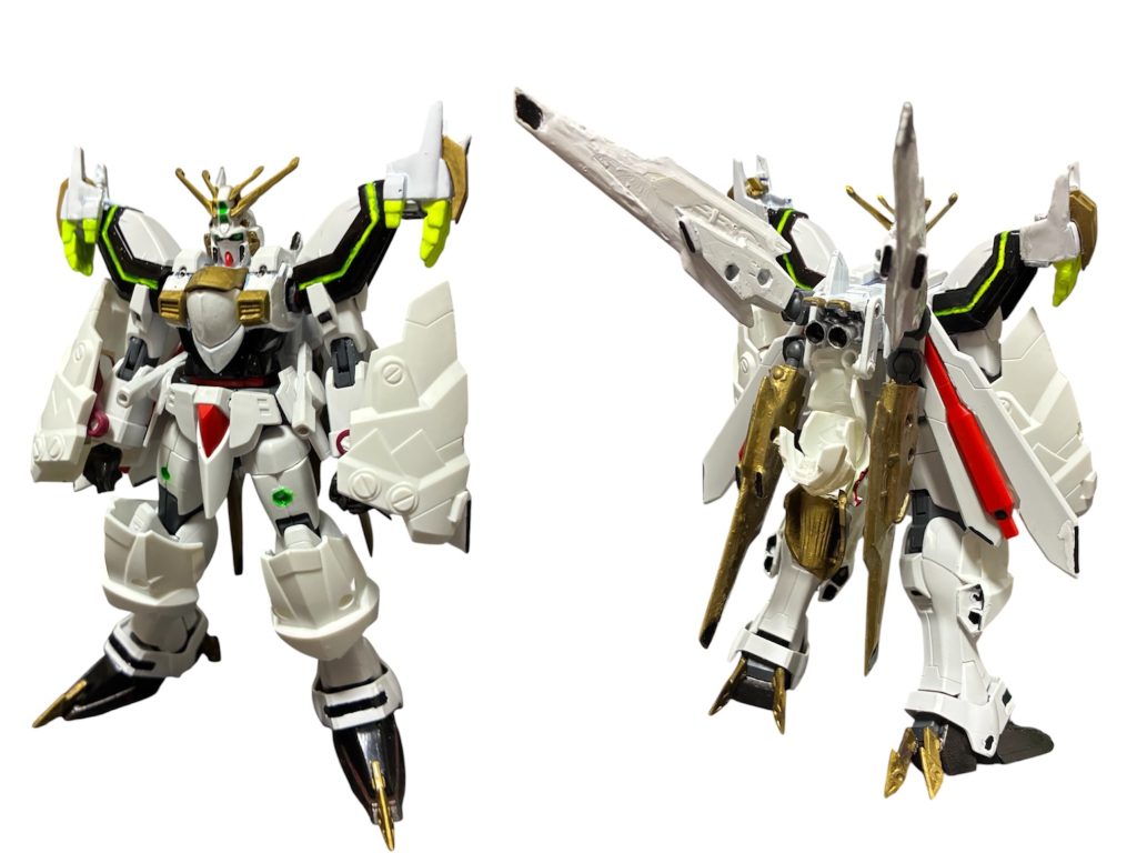 ガンダムゴッドフィスト。HGゴッドガンダムをベースに30mf鉄禍の僧兵パーツとバインダーガンをミキシング。モデルはゴッドガンダム弍。パイロットは東方武侠^_^